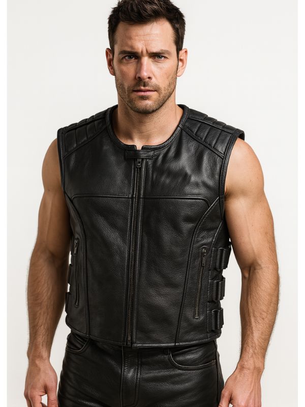 Biker Vests Mens Black Leather Dress Vest Dixxon's Walker Leather Vest Black: Ride In Style Biker Vests Mens Black Leather Dress Vest Dixxon's Walker Leather Vest Black: Ride In Style
