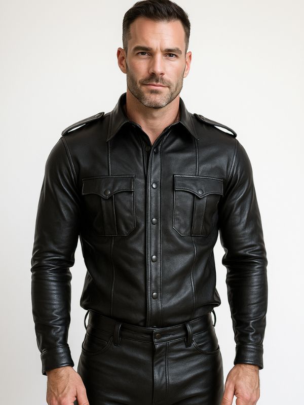 Long Sleeve Leather Uniform Shirt – Fetishwear for Men