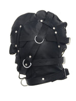 Load image into Gallery viewer, Classic Leather Bondage Mask side view with straps and D-rings by Leather Gear
