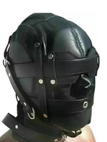 Load image into Gallery viewer, Full-face BDSM mask in premium black leather by my leather gear
