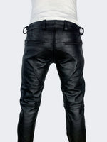 Load image into Gallery viewer, back view of black gay leather pants for leathermen by Leather Gear
