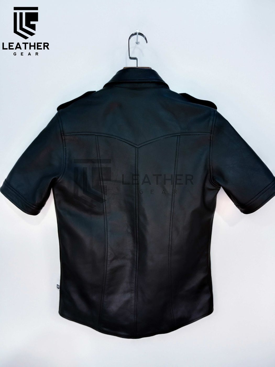 Men's Real Leather Uniform Shirt - Short Sleeves