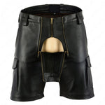 Load image into Gallery viewer, Dual Zipper Access Leather Cargo Shorts
