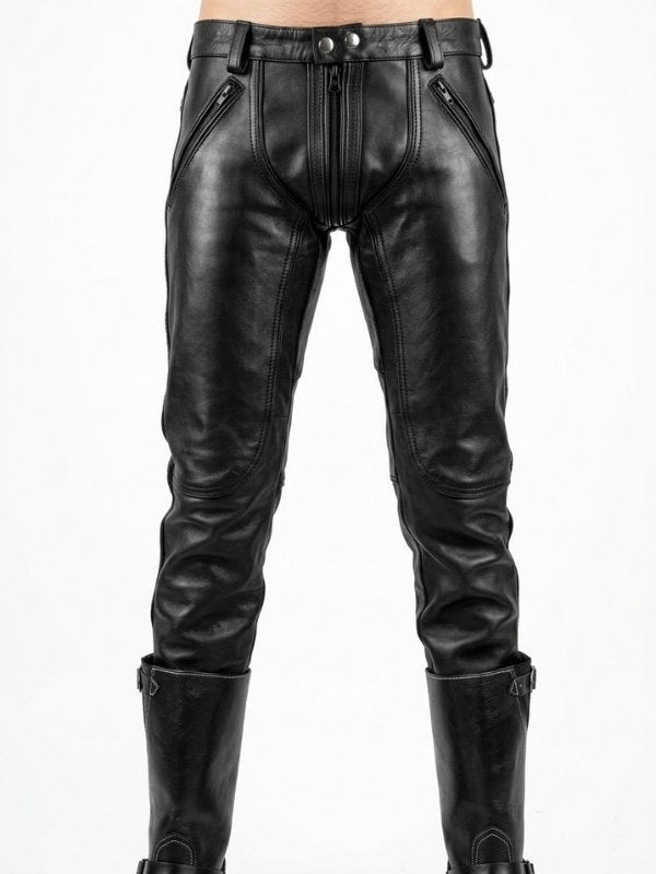 Gay Leather Pants Black – Tight Cowhide Pants for Leathermen