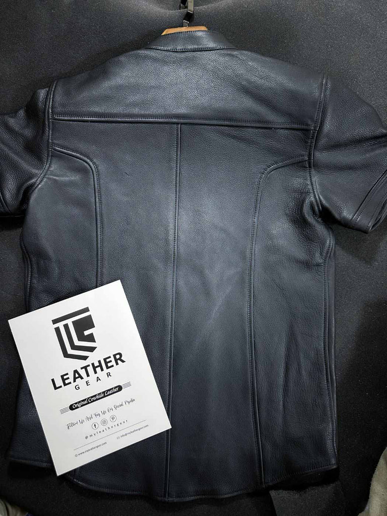 Leather Biker Shirt – Zippered Fetish Top for Gay Bikers