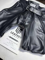 Load image into Gallery viewer, Leather fetishwear with low-rise chaps pants worn by dominant gay top
