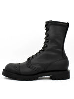 Charger l&#39;image dans la galerie, Left side view of Leather Exclusive Combat Boots – full-grain black leather with classic lace-up design by leather gear
