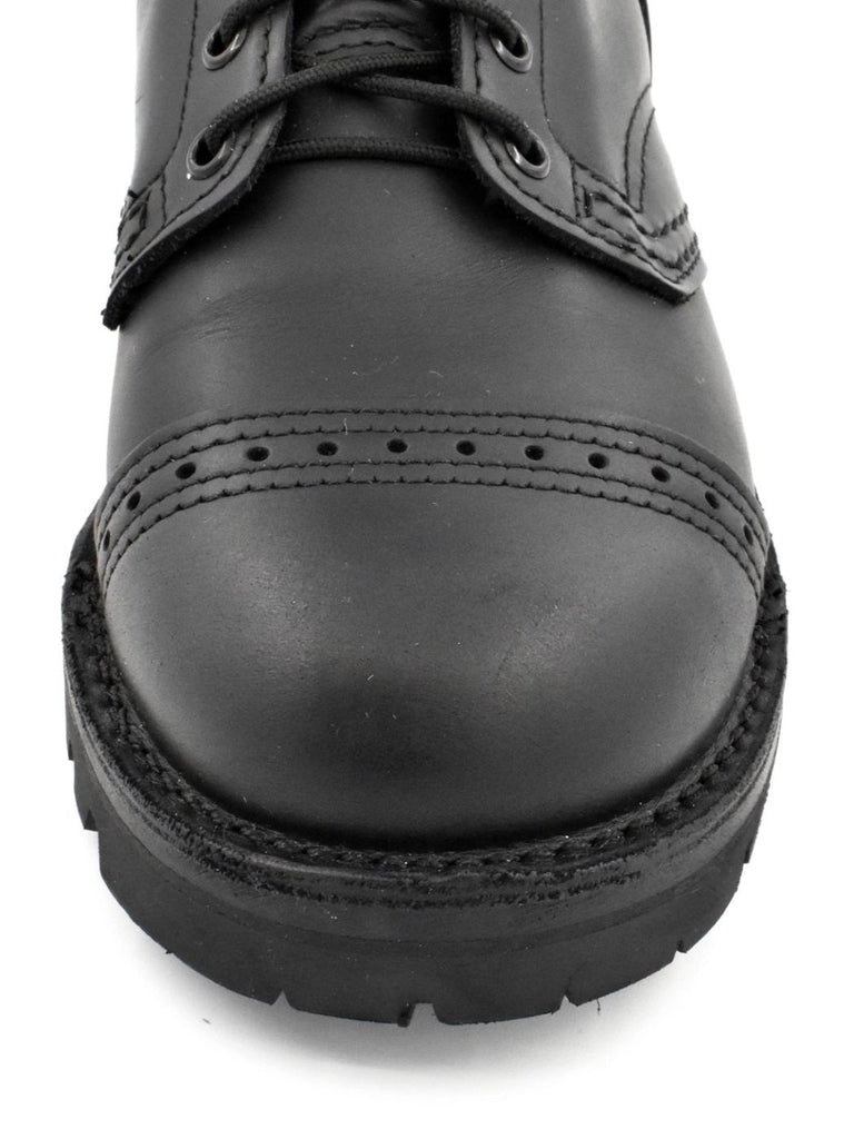 Top view of Leather Exclusive Combat Boots – black leather interior and lacing system