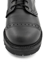 Charger l&#39;image dans la galerie, Top view of Leather Exclusive Combat Boots – black leather interior and lacing system
