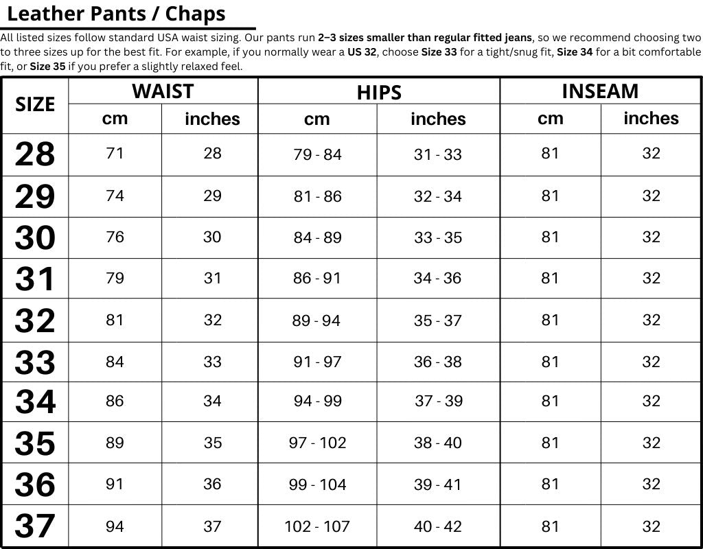 Leather Convertible Chaps Pants Adult