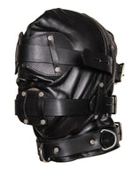 Lade das Bild in den Galerie-Viewer, Leather Gag Hood Mask front with gag insert and straps
