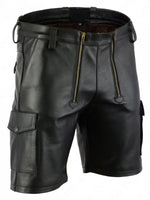 Load image into Gallery viewer, Dual Zipper Access Leather Cargo Shorts
