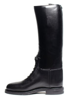 Charger l&#39;image dans la galerie, left side view of The Patrol Commander Boots – 16-inch black bal-laced leather patrol boots for BLUF and gay fetish wear
