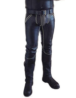 Load image into Gallery viewer, Men&#39;s Real Leather Pants with White Piping
