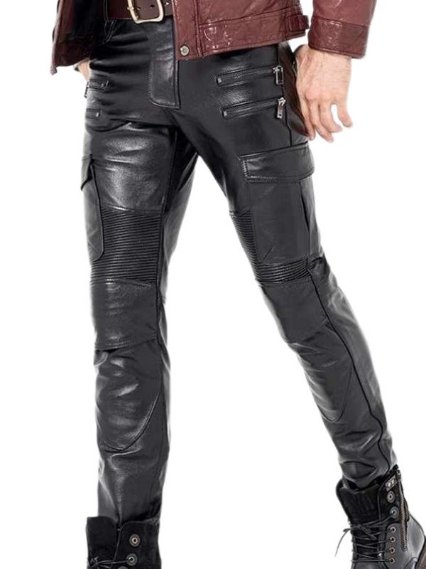 Red Leather Pants Men - Slim Fit Colored Pants