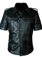 Load image into Gallery viewer, Men&#39;s Real Leather Uniform Shirt - Short Sleeves
