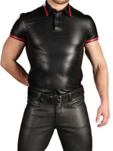 Skinny Fit Leather Polo-shirt