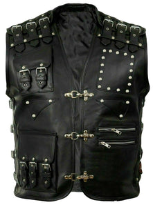 Buckled Leather Vest - Bikers Design