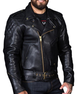 Biker's Black Leather Jacket Police/Cop Style