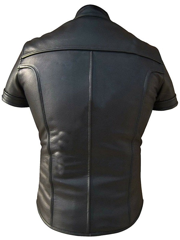 Front Zip Leather Bikers Shirt