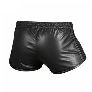 Men's Real Leather Sport Shorts Black