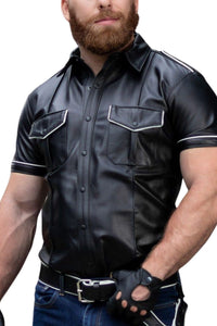 Original Leather Police Shirt - White Piping