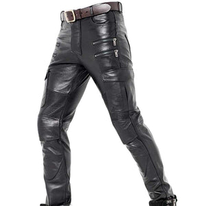 Men's Real Leather Slim Fit Cargo Pants – LeatherGear