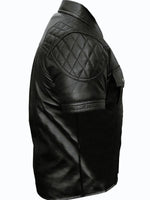 Load image into Gallery viewer, Men&#39;s Genuine Leather Quilted Short Sleeve Shirt
