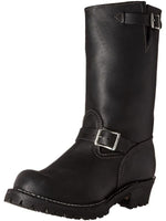 Load image into Gallery viewer, Left angle view of The Road Boss Boots – black leather engineer boots for gay fetish and BLUF uniform by Leather Gear
