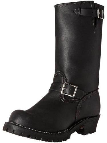 Left angle view of The Road Boss Boots – black leather engineer boots for gay fetish and BLUF uniform by Leather Gear