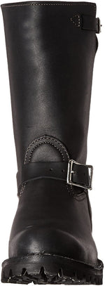 Load image into Gallery viewer, Front view of gay fetish biker boots – The Road Boss in full-grain black leather

