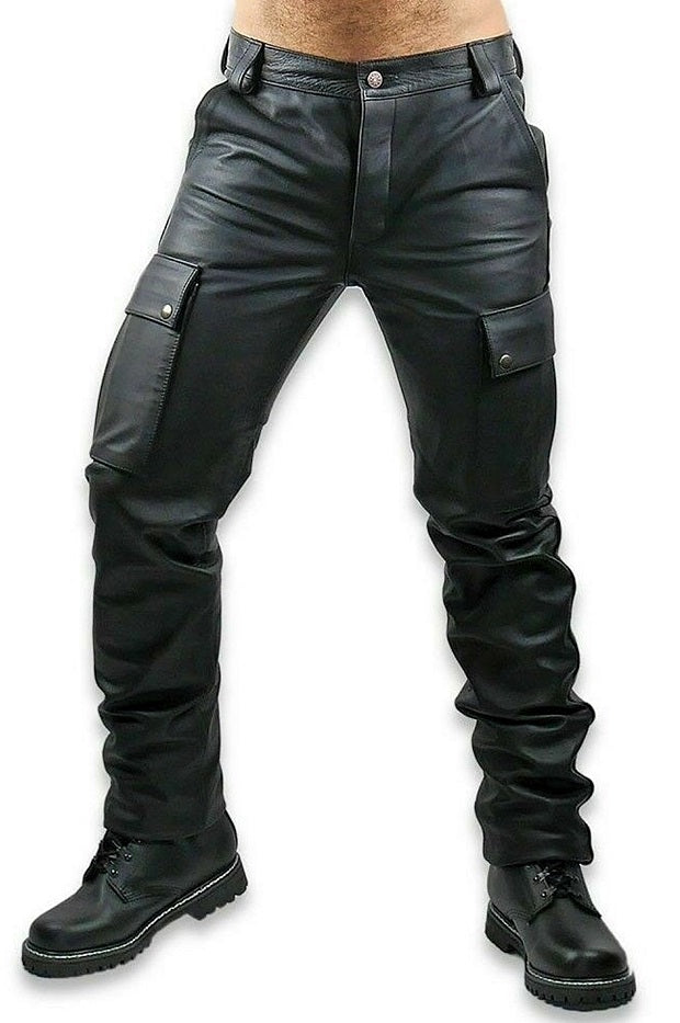 Black Leather Cargo Pants – LeatherGear