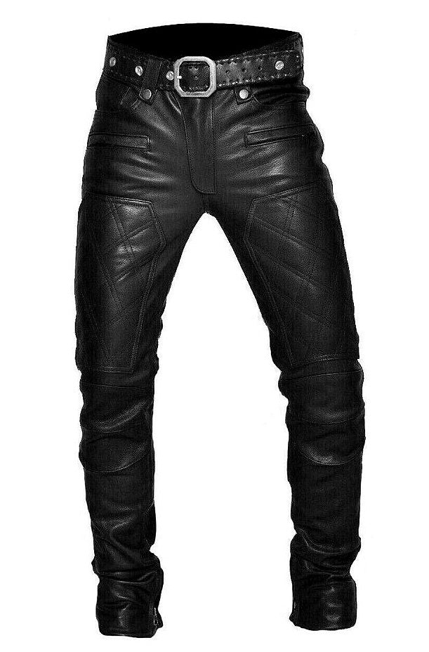 Men Motorcycle Genuine Leather Pants