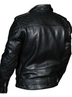 Lade das Bild in den Galerie-Viewer, Back view of full-grain black leather uniform jacket – gay BDSM and BLUF-inspired gear
