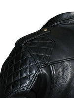 Lade das Bild in den Galerie-Viewer, Closeup of shoulder epaulette and stitching detail – premium gay leather cop jacket
