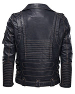 Lade das Bild in den Galerie-Viewer, Back view of black full-grain leather fetish jacket – gay BDSM outerwear
