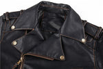 Lade das Bild in den Galerie-Viewer, Close-up of lapel collar on black leather biker jacket – masculine gay fetish style
