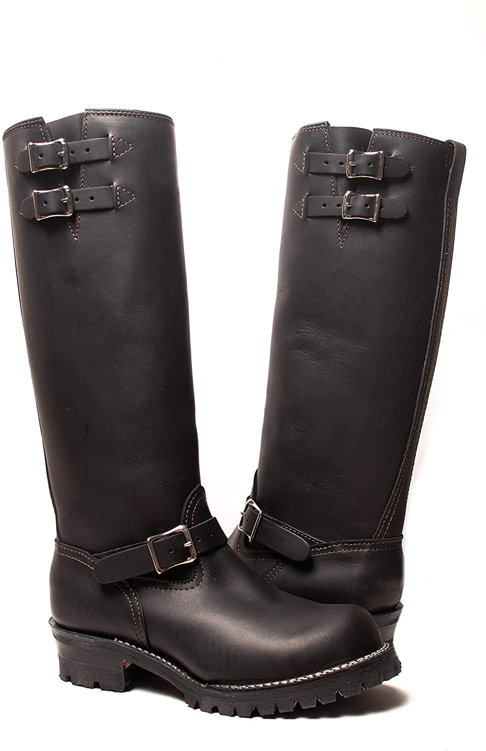 Double Strap Black Leather Boots – LeatherGear
