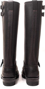 Double Strap Black Leather Boots