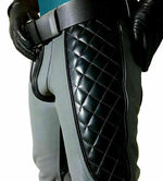 Load image into Gallery viewer, Real Leather Quilted Pants Gray &amp; Black
