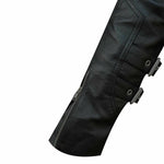 Lade das Bild in den Galerie-Viewer, lose-up of adjustable wrist straps and sleeve buckle details on leather shirt
