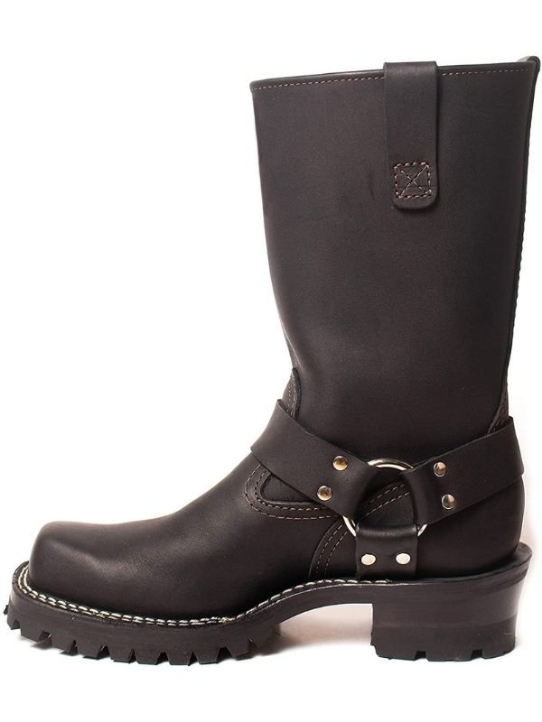 Left Side View of The Bold Harness Boots – 11-Inch Black Leather Harness Boot for Gay Fetish Gear