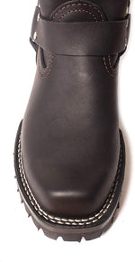 Lade das Bild in den Galerie-Viewer, Top View of The Bold Harness Boots – Premium Leather Gay Fetish Boot with Harness Hardware by leathergear
