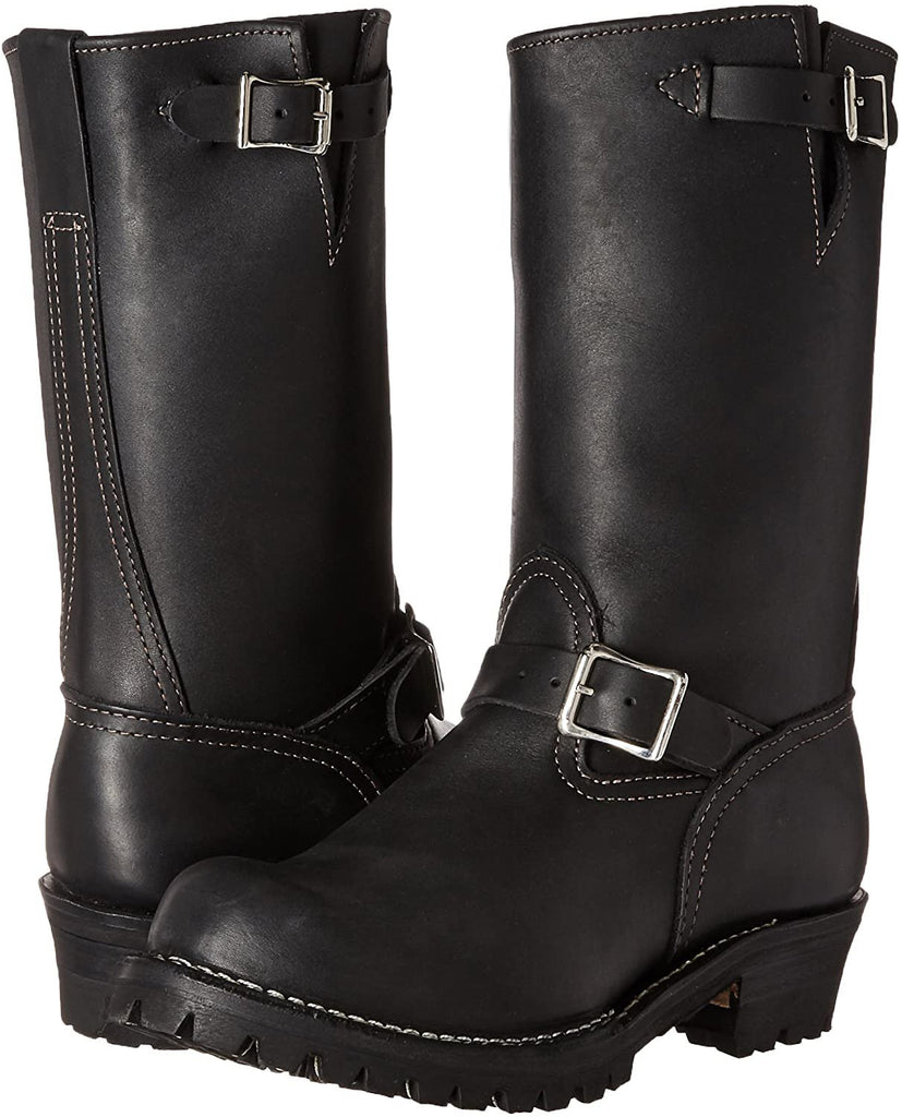 Pair of black leather Road Boss Boots – 11-inch engineer boots for BLUF and black gay uniform looks