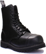 Charger l&#39;image dans la galerie, Right side angled shot of The Street Stride Boots – BLUF-inspired black gay leather boots
