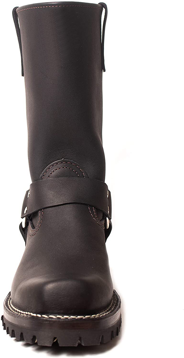 Black Leather Harness Boots